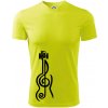 Husľový kľúč gitara - Pánske tričko Fantasy športové - L ( Neonová žltá )