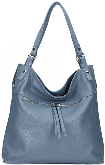 Made In Italy kožená kabelka na rameno 640 blankytne modrá