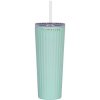 Termo hrnček so slamkou - Vrúbkovaný - Tumbler - 800 ml - rôzne farby Farba: TYRKYSOVÁ