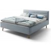 Modrá čalúnená dvojlôžková posteľ s úložným priestorom s roštom 160x200 cm Lotte - Meise Möbel