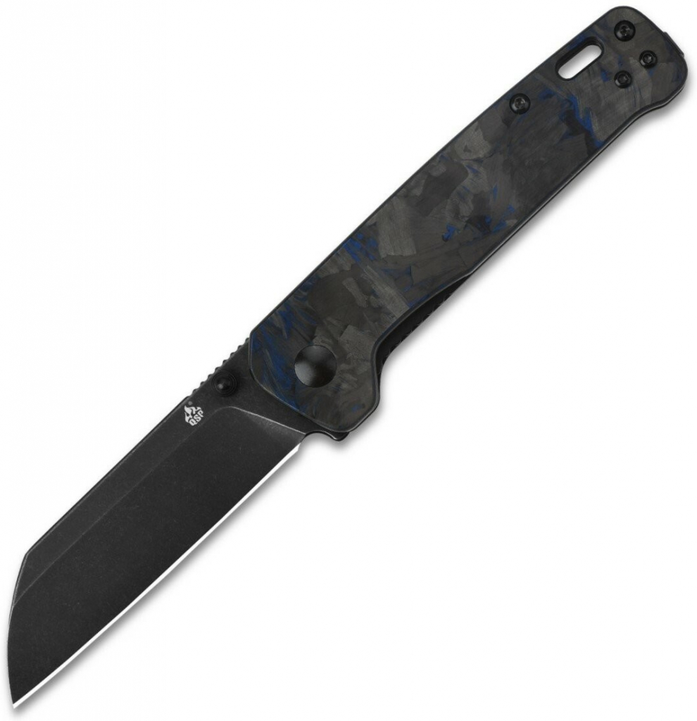 QSP Knife Penguin, Stonewash D2 Blade, CF Overlay G10 Handle QS130-UBL