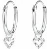 Nefertitis 10609 Strieborné kruhové náušnice 12 mm LITTLE HEART NF56636 - 1,2 cm, 0,5 g