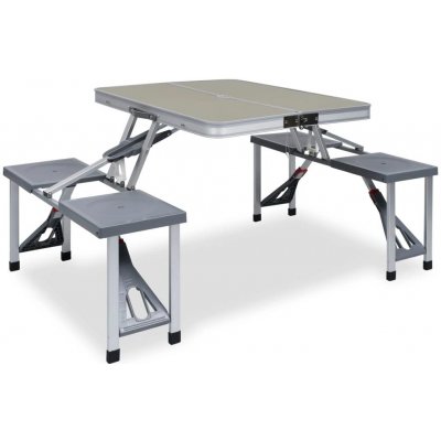 Kempingový stôl Skladací kempingový stôl so 4 miestami na sedenie oceľ hliník (SHUMEE_47686)