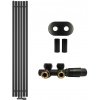 CERANO - Kúpeľňový radiátorový set Pyricus - ústredné vykurovanie - stredové pripojenie 50 mm - 721W - čierna matná - 1800x290 mm CER-663478