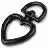 Kovová karabína otočná srdce, prievlak 15 mm - 1 ks 3 čierny lak