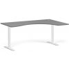 Ergonomický výškovo nastaviteľný stôl, 180x120 cm, 1 motor, L/P, biela podnož, grafit
