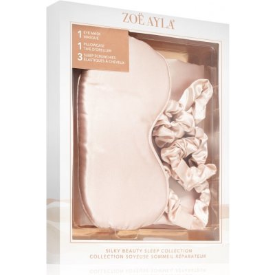 Zoë Ayla Silky Beauty Sleep Collection saténová nočná maska + hodvábna obliečka na vankúš + gumička do vlasov 3 ks darčeková sada