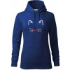 Mačka - srdce namiesto nosa - Mikina dámská Cape s kapucí - 2XL ( Kráľovská modrá )