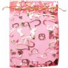 Nefertitis Darčekový sáčok organza 13 x 18 cm červený so srdiečkami NF16259 - 13 x 18 cm