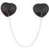 Šperky na bradavky čierne srdiečka s retiazkou