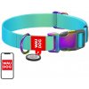 Waudog gradient nylon dog collar with QR code, blue , size M