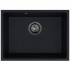 Sink Quality Crypton 60, kuchynský granitový drez 535x400x205 mm + čierny sifón, čierna škvrnitá, SKQ-CRY.B.1KBO.60.XB