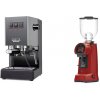 Gaggia New Classic E24, grey + Eureka Helios 75, ferrari red
