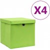 Úložné boxy s vekom 4 ks, 28x28x28 cm, zelené-ForU-325228