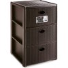 STEFANPLAST Úložný plastový regál Elegance, 3 zásuvky, hnedý