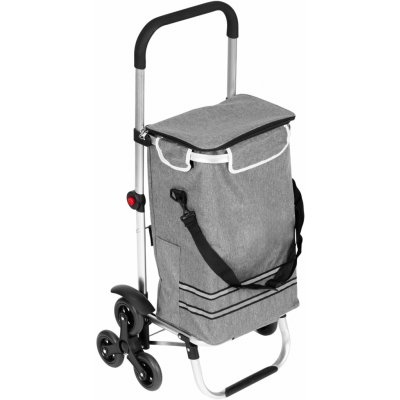 ModernHome PGJSFC023-GY Skládací nákupní vozík s taškou do schodů, 30 l, termo kapsa, šedý 5905817009138
