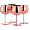 Oak & Steel Sada 4 nerezových pohárov na červené víno a koktaily – elegantný ružovo-zlatý lesk 650 ml