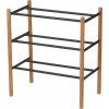 YAMAZAKI Stojan na topánky nastaviteľný 3519, na 9-16 párov, š.41-70 cm, kov/drevo, čierny