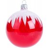 Sklenená vianočná guľa cencúle 8cm, červená