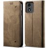 Knižkové puzdro Motorola Moto E14 DENIM khaki farba