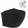 CERANO - WC závesné Verde, Rimless + Slim/UF sedátko - čierna lesklá - 49x36 cm