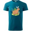 Kapybara a vtáčik - Klasické pánske tričko vyššej gramáže - 3XL ( Petrolejová )