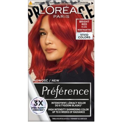 L'Oreal Paris, Preference Vivid Colors permanentná farba na vlasy 8.624 Bright Red