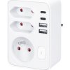 Solight rozbočovač 1x 16A + 2x 2,5A, 2xUSB A+C rychlonabíjačka 20W PD, biely, vypínač