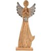 Dekorácia Anjel drevený s hviezdou 47x18cm strieborný