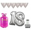 HeliumKing Hélium párty set na 18. narodeniny so striebornými balónmi