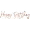 GRL75-019R Party Deco Girlanda - Baner - HAPPY BIRTHDAY, elegant 16,5x62cm Rúžove zlato