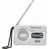 VRECKOVÉ RÁDIO PRENOSNÉ MALÉ KUCHYNSKÉ NA BATÉRIE FM AM 5W STRIEBORNÉ SIVÉ