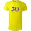 Kvetinové číslo kreslené - 50 - Tričko z organickej bavlny - 2XL ( Citrónová )