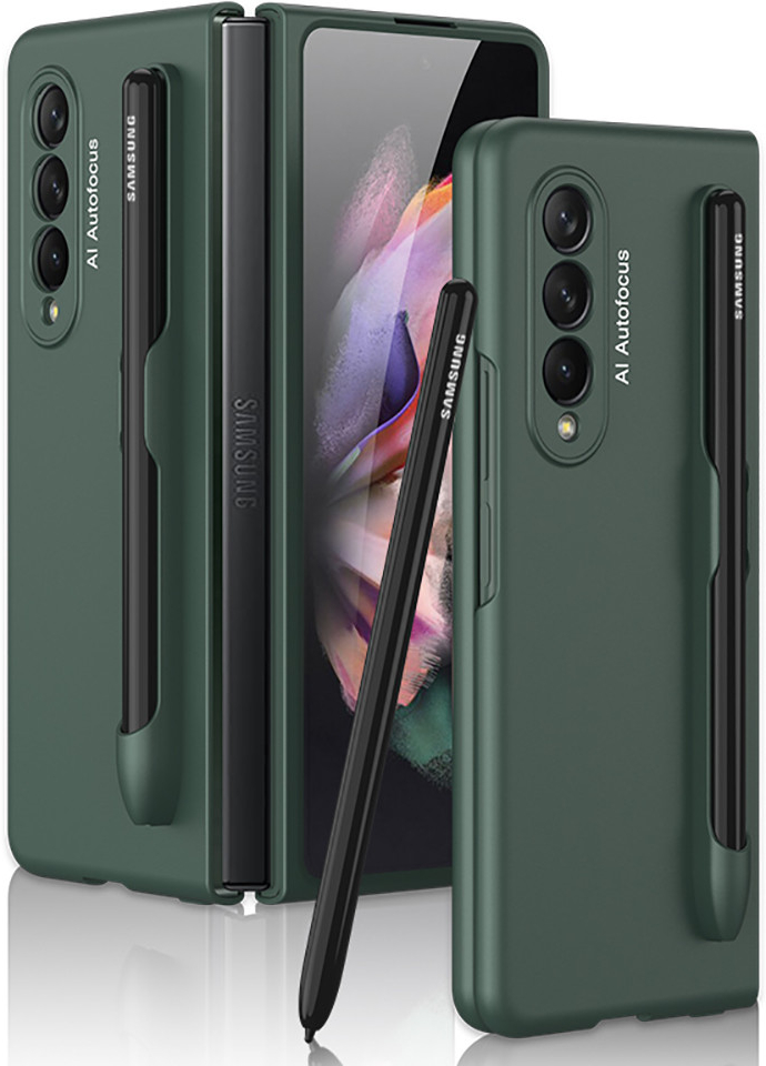 Púzdro GKK PEN Plastové s držiakom na pero Samsung Galaxy Z Fold 3 5G zelené