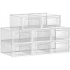 Boxy, plastové krabice na topánky, sada 8 ks stohovateľných organizérov, biele