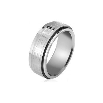 Šperky eshop Oceľový prsteň točiaca sa matná obruč s lesklým gréckym kľúčom  BB14.01 od 3,71 € - Heureka.sk