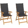 Záhradná stolička 2 ks teak / látka Dekorhome