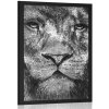 Plagát tvár leva v čiernobielom prevedení