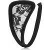 STD Invisible Strapless C-String Transparent Floral Lace Black