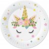 EKO Papierové tanieriky Jednorožec Floral 18 cm - 6 ks
