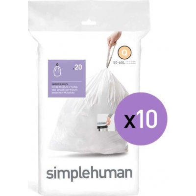 Simplehuman CW0176-10 Vrecká do odpadkového koša 50-65 litrové Typ Q biele zaťahovacie 200ks