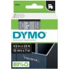 DYMO páska D1 12mm x 7m, biela na priehľadnej S0720600