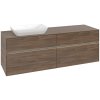 VILLEROY & BOCH Collaro závesná skrinka pod umývadlo na dosku (umývadlo vľavo), 4 zásuvky, s LED osvetlením, 1600 x 500 x 548 mm, Arizona Oak, C121B0VH