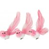 J-Line by Jolipa 3ks tmavo ružový pierkové vtáčik s klipom - 4 * 5 * 14 cm - J-Line by Jolipa