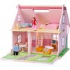 Bigjigs Toys Prenosný drevený domček pre bábiky