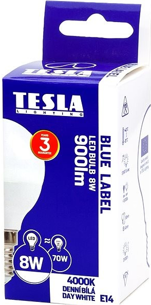Tesla LED žiarovka miniglobe BULB E14, 8 W, denná biela MG140840-7