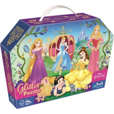 Trefl Puzzle v kufríku Disney: Šťastné princeznej 70 dielikov, trblietavé