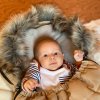 NEW BABY Detsky fusak s kožušinou bežový 90x49 krémová