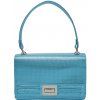 Ága Hengl Candy glitrová modrá kožená kabelka, taška cez rameno 26 x 16 x 8,5 cm.