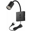 IMMAX PUNTO USB flexibilní nástěnné svítidlo s vypínačem, 9W, GU10, černé
